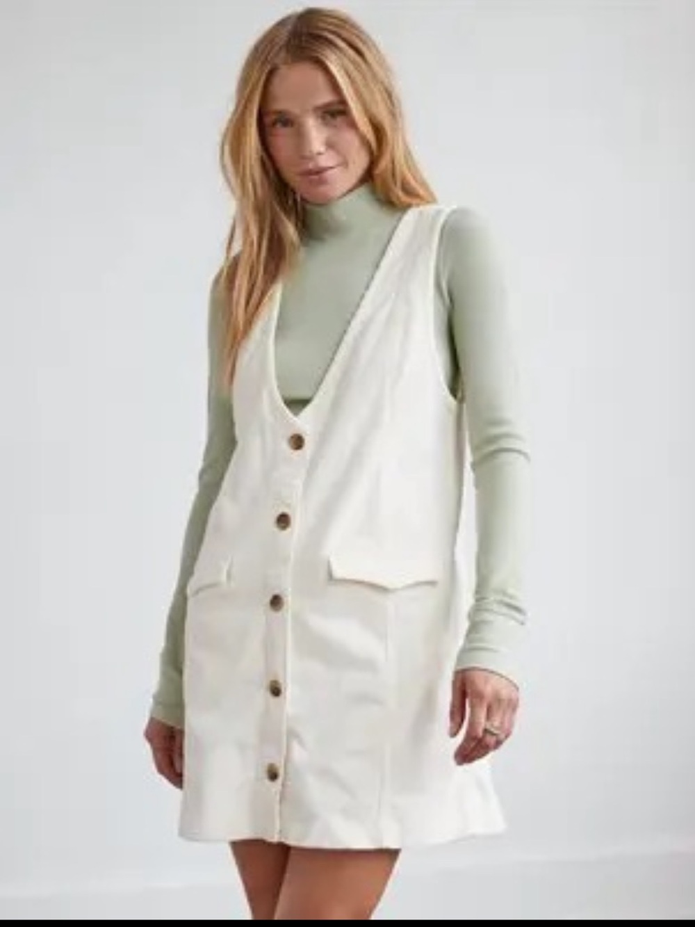 American Eagle The Corduroy Layering Button Up Dress With Pockets